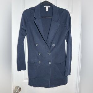 Cotton By Autumn Cashmere Navy Double-Breasted Blazer Size XS